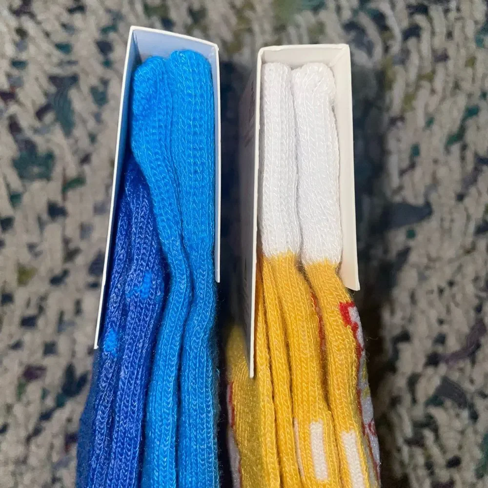 Double trouble crew Socks blue kool-aid & Cup o Noodle yellow men's 6-12‎